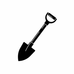 Shovel Silhouette Icon – Garden Spade Tool Vector Illustration
