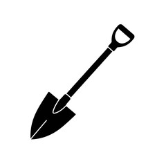 Shovel Silhouette Icon – Garden Spade Tool Vector Illustration
