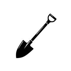 Shovel Silhouette Icon – Garden Spade Tool Vector Illustration