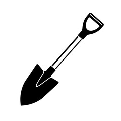 Shovel Silhouette Icon – Garden Spade Tool Vector Illustration
