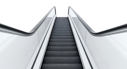 Modern Escalator Ascending, Minimalist Perspective, Abstract Urban Transportation.
