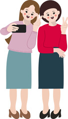 사진을 찍는 친구들