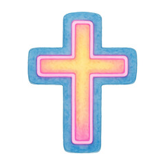 Obraz premium PNG Colorful neon cross illustration.