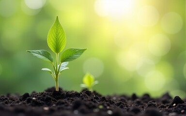 Naklejka premium Dynamic sustainable growth concept with plant and eco-friendly elements for business success. High quality