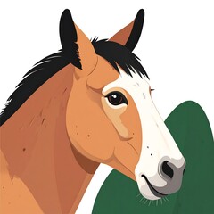 Illustration of a Horse Head with a White Blaze and Black Mane.
