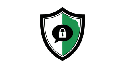 Secure Communication Shield with Lock Icon.
