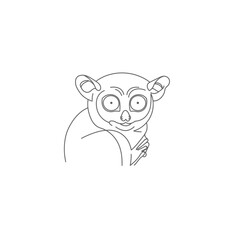 Line Art Portrait of a Curious Lemur