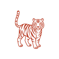 Orange and Red Striped Tiger Illustration