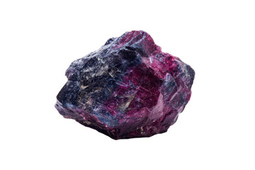 Fototapeta premium Raw purple mineral specimen on transparent background