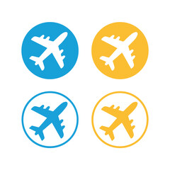 Obraz premium Airplane travel flight icon vector design for tourism and transportation company logo and graphic element