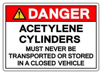 Danger Acetylene Cylinders Storage Area Symbol Sign ,Vector Illustration, Isolate On White Background Label.EPS10
