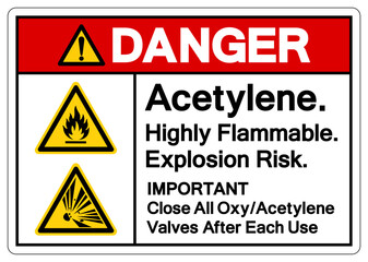 Danger Acetylene Highly Flammable Explosion Risk Symbol Sign ,Vector Illustration, Isolate On White Background Label.EPS10