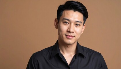 Portrait of a man against a beige background