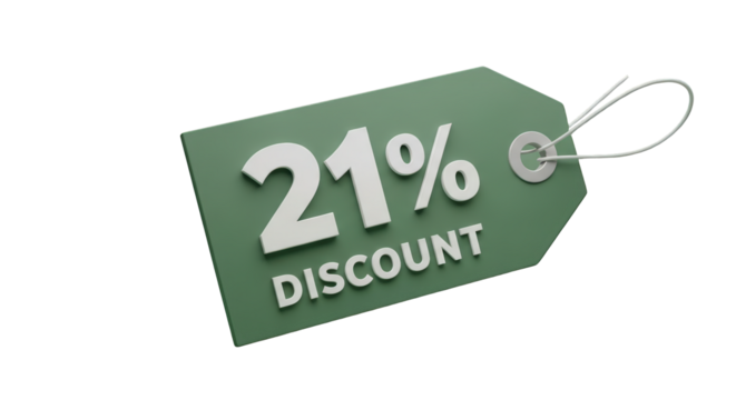 Twentyone Percent Discount Sale Tag.