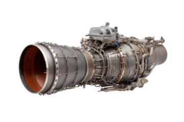 High-Detail Jet Engine on Transparent Background