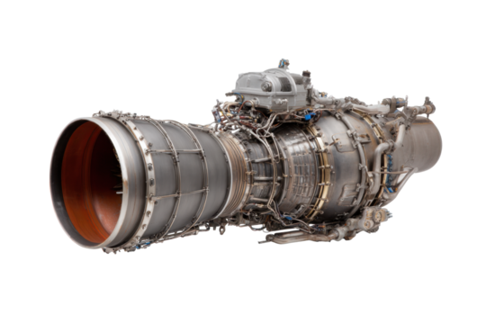 High-Detail Jet Engine on Transparent Background