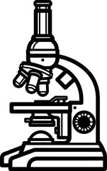 Detailed Black and White Microscope Illustration