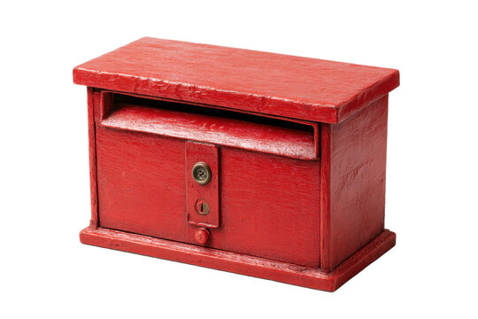Red Wooden Despatch Box on Transparent Background
