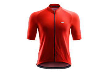 Red Cycling Jersey on Transparent Background