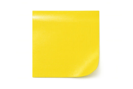 Blank yellow sticky note with curled corner on a transparent background, creating a simple yet effective space for reminders or messages