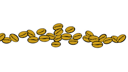 Flat design coffee background. Coffee beans in frames, border. Coffee beans background. Coffee Beans Illustration for packaging with copy space