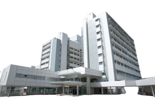 Modern Regional Cancer Centre Hospital Exterior on Transparent Background
