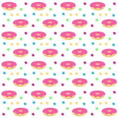 Doodle Donut Seamless pattern Background. Doodle Donut Motif Seamless Background. Continuous Donut Doodle Pattern. Donut, bakery and pastry design background