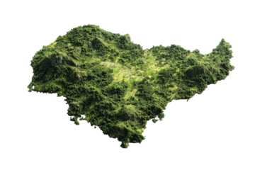 Lush 3D Island Terrain on Transparent Background
