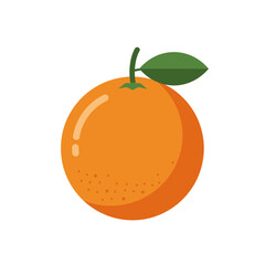 A single, vibrant orange fruit with a green leaf, isolated on white.