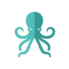 Teal octopus illustration with eight tentacles, symmetrical design, on a white background.