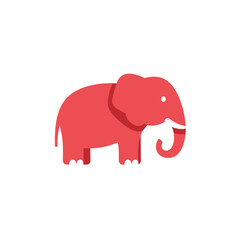 A stylized, pink elephant illustration, simple design, side profile view.