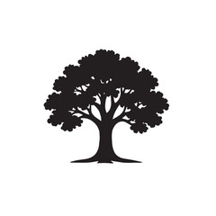 Oak tree, silhouette vector illustration