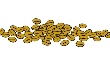 Flat design coffee background. Coffee beans in frames, border. Coffee beans background. Coffee Beans Illustration for packaging with copy space