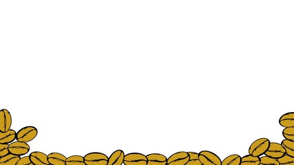 Flat design coffee background. Coffee beans in frames, border. Coffee beans background. Coffee Beans Illustration for packaging with copy space