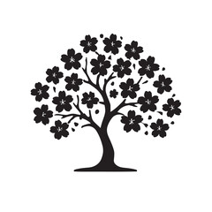 sakura tree japanese cherry blossom shape, silhouette vector illustration © Afjal