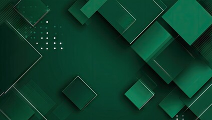 Abstract green geometric design with overlapping squares and subtle texture