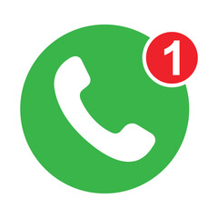 One Missed Call Icon Set &ndash; Phone Symbol with Answer and Decline Buttons Vector Flat Illustration.