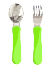 子供用スプーンとフォーク（グリーン）