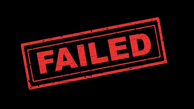 video animation rubber stamp failed text concept icon, on a transparent background with alpha channel set to zero