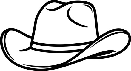 Stylized Cowboy Hat Illustration with Bold Black Outline