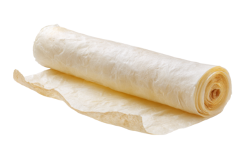 Rolled Rice Paper Sheet on Transparent Background