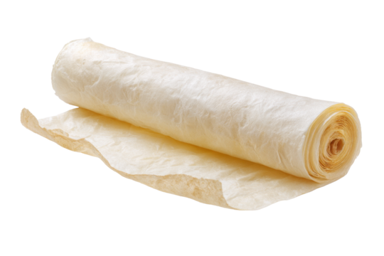 Rolled Rice Paper Sheet on Transparent Background