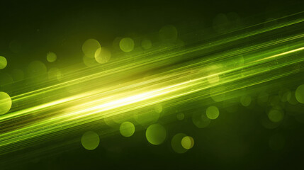 Eco-friendly tech wallpaper with radiant green beams and glowing bokeh highlights on dark background, symbolizing data and sustainability