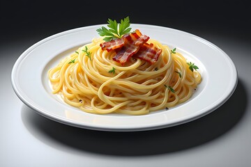 Spaghetti with tomato sauce and fresh basil on a plate