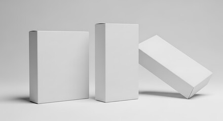 Blank White Boxes Packaging Mockup.