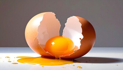 Broken egg, yolk,  fresh