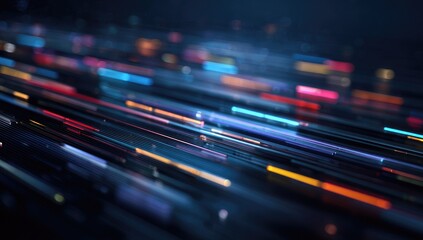 Abstract streaks of vibrant light, moving dynamically across a dark background