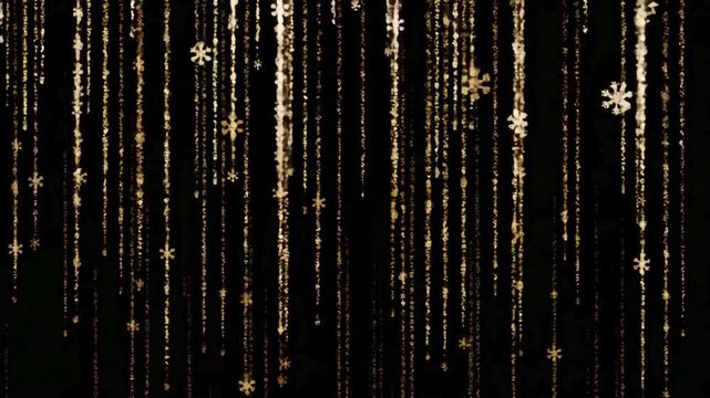 Gold snow curtain on black background