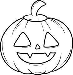 Spooky Halloween Pumpkin Line Art
