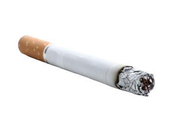 Single Lit Cigarette on Transparent Background